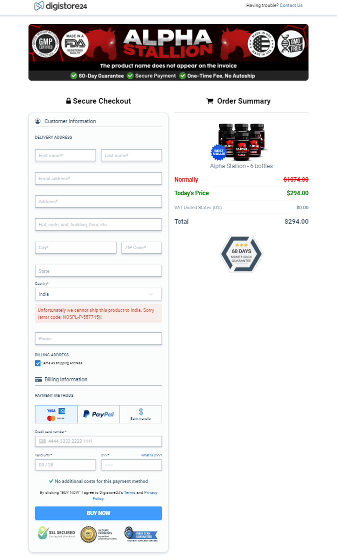 Alpha Stallion Secure Order Form